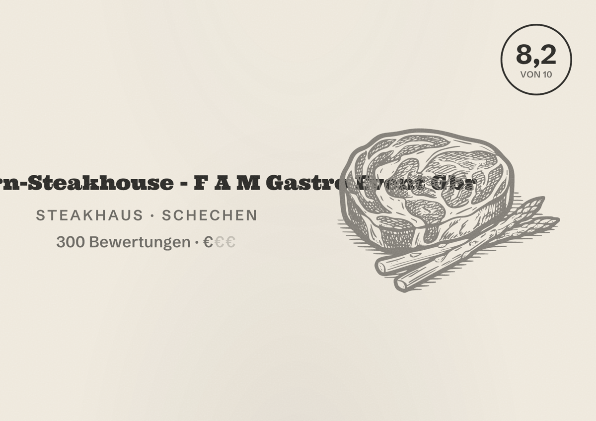 Illustriertes Poster von Longhorn-Steakhouse - F A M Gastro Event Gbr, Steakhaus in Schechen: Bewertung 8,2 von 10 aus 300 Bewertungen, Preisniveau €