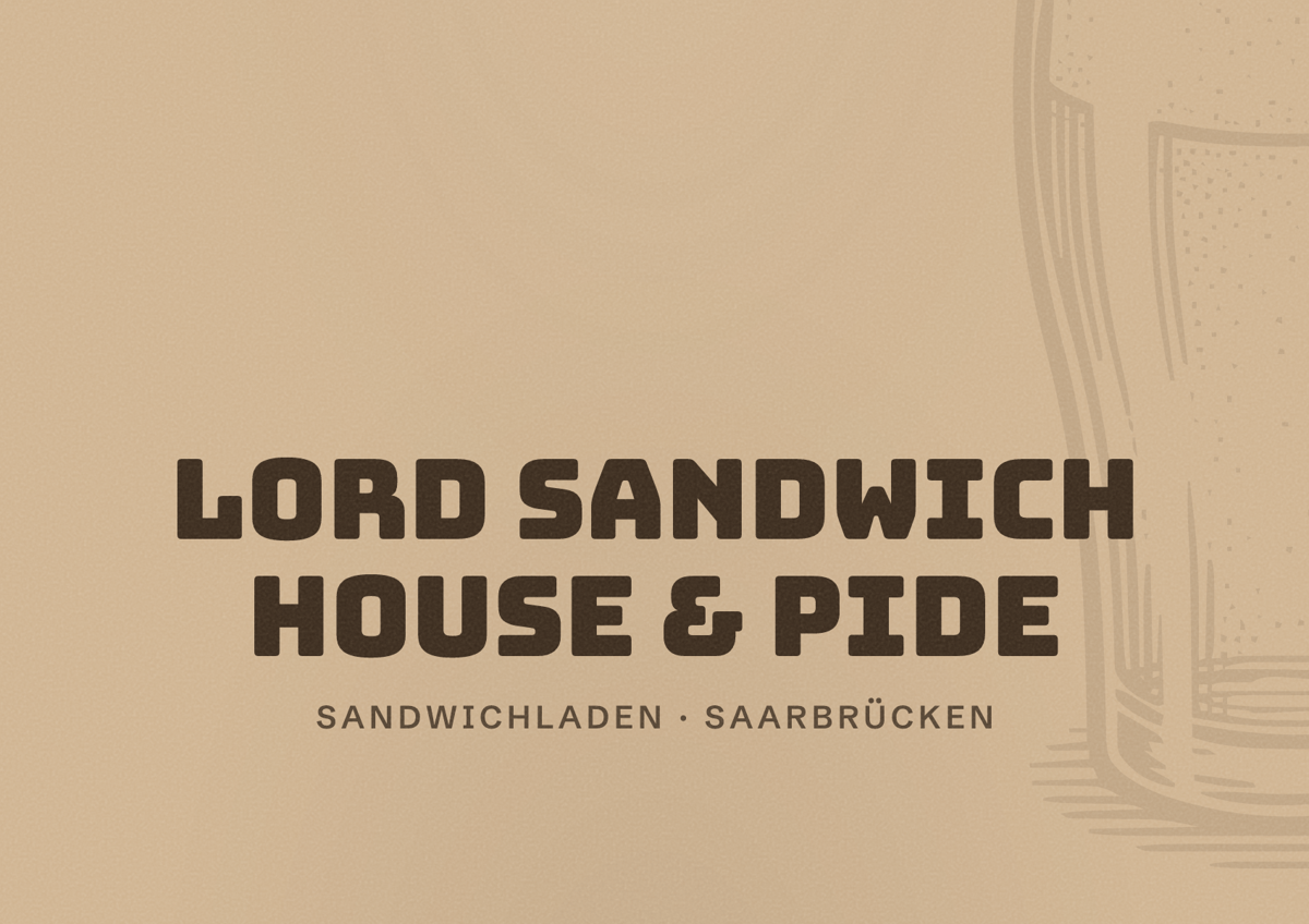 Illustriertes Poster von Lord Sandwich House & pide, Sandwichladen in Saarbrücken