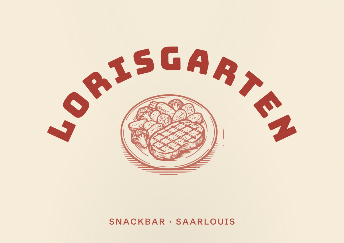 Illustriertes Poster von Lorisgarten, Snackbar in Saarlouis