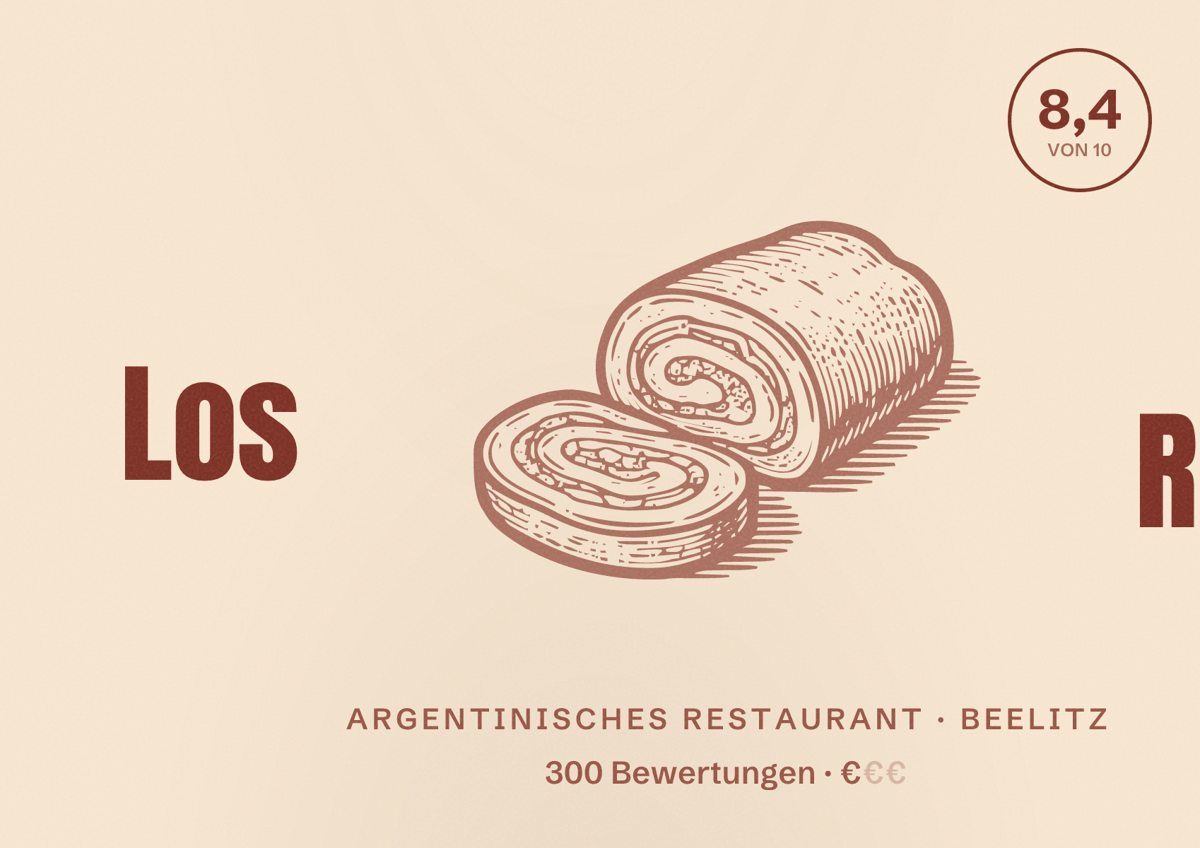 Illustriertes Poster von Los Rios, Argentinisches Restaurant in Beelitz: Bewertung 8,4 von 10 aus 300 Bewertungen, Preisniveau €