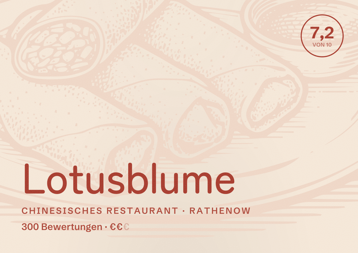 Illustriertes Poster von Lotusblume, Chinesisches Restaurant in Rathenow: Bewertung 7,2 von 10 aus 300 Bewertungen, Preisniveau €€
