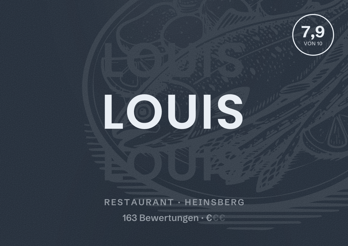 Illustriertes Poster von Louis, Restaurant in Heinsberg: Bewertung 7,9 von 10 aus 163 Bewertungen, Preisniveau €