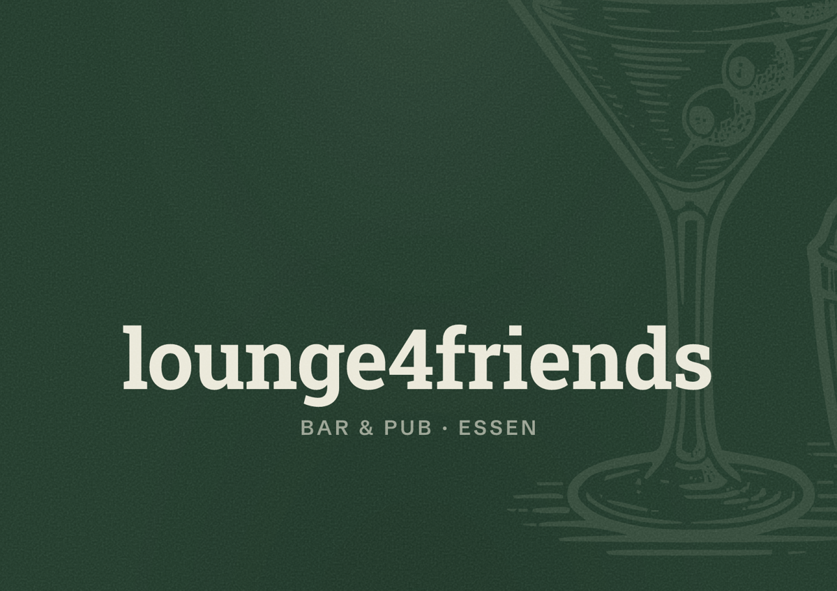 Illustriertes Poster von lounge4friends, Bar & Pub in Essen