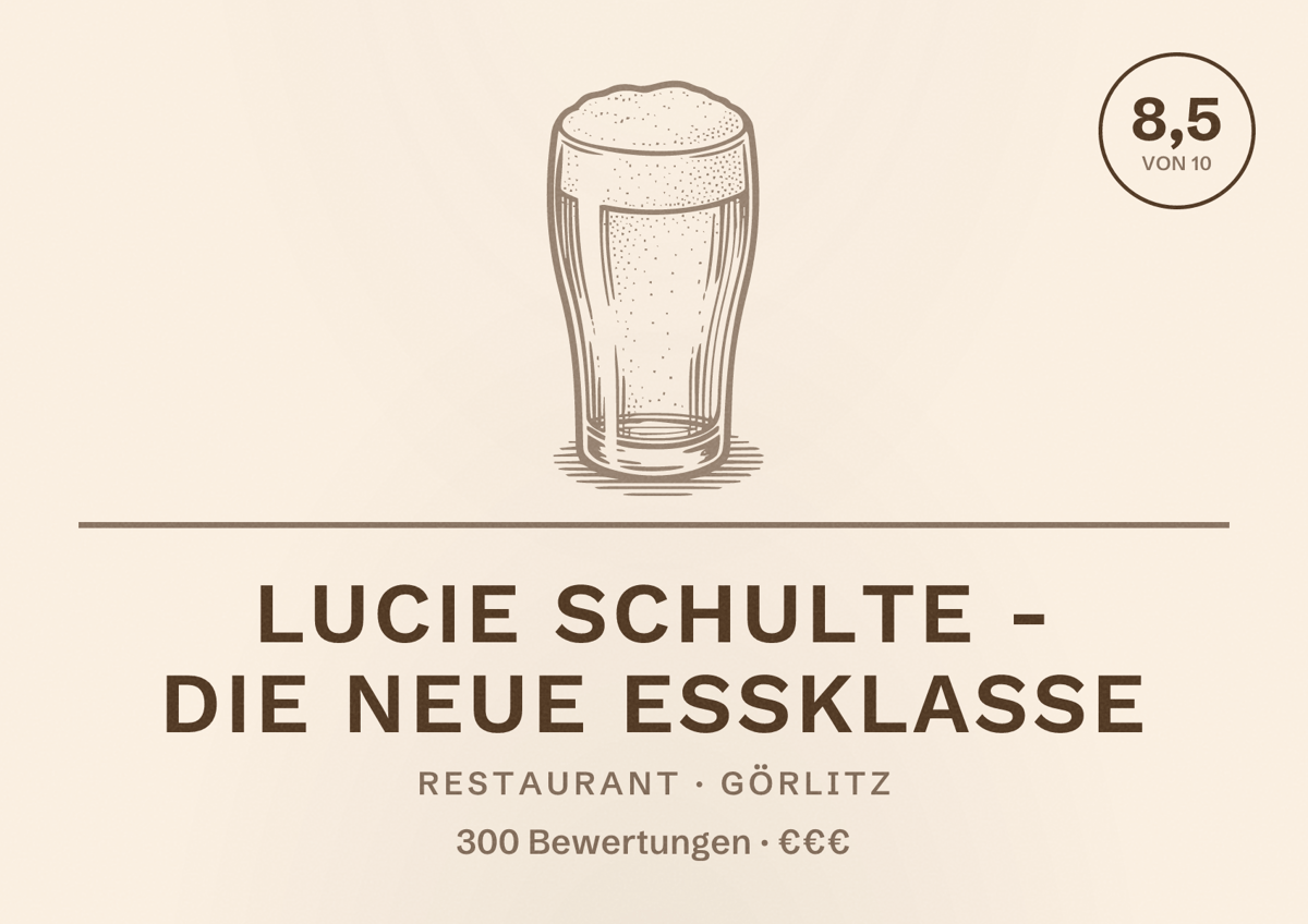 Illustriertes Poster von Lucie Schulte - Die neue Essklasse, Restaurant in Görlitz: Bewertung 8,5 von 10 aus 300 Bewertungen, Preisniveau €€€