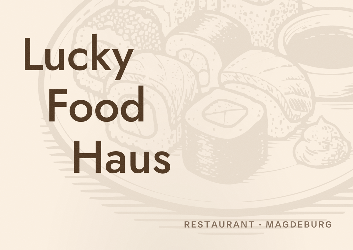 Illustriertes Poster von Lucky Food Haus, Restaurant in Magdeburg