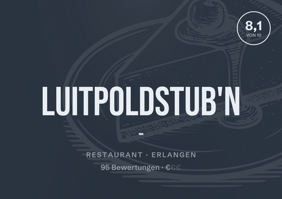 Illustriertes Poster von Luitpoldstub'n -, Restaurant in Erlangen: Bewertung 8,1 von 10 aus 95 Bewertungen, Preisniveau €