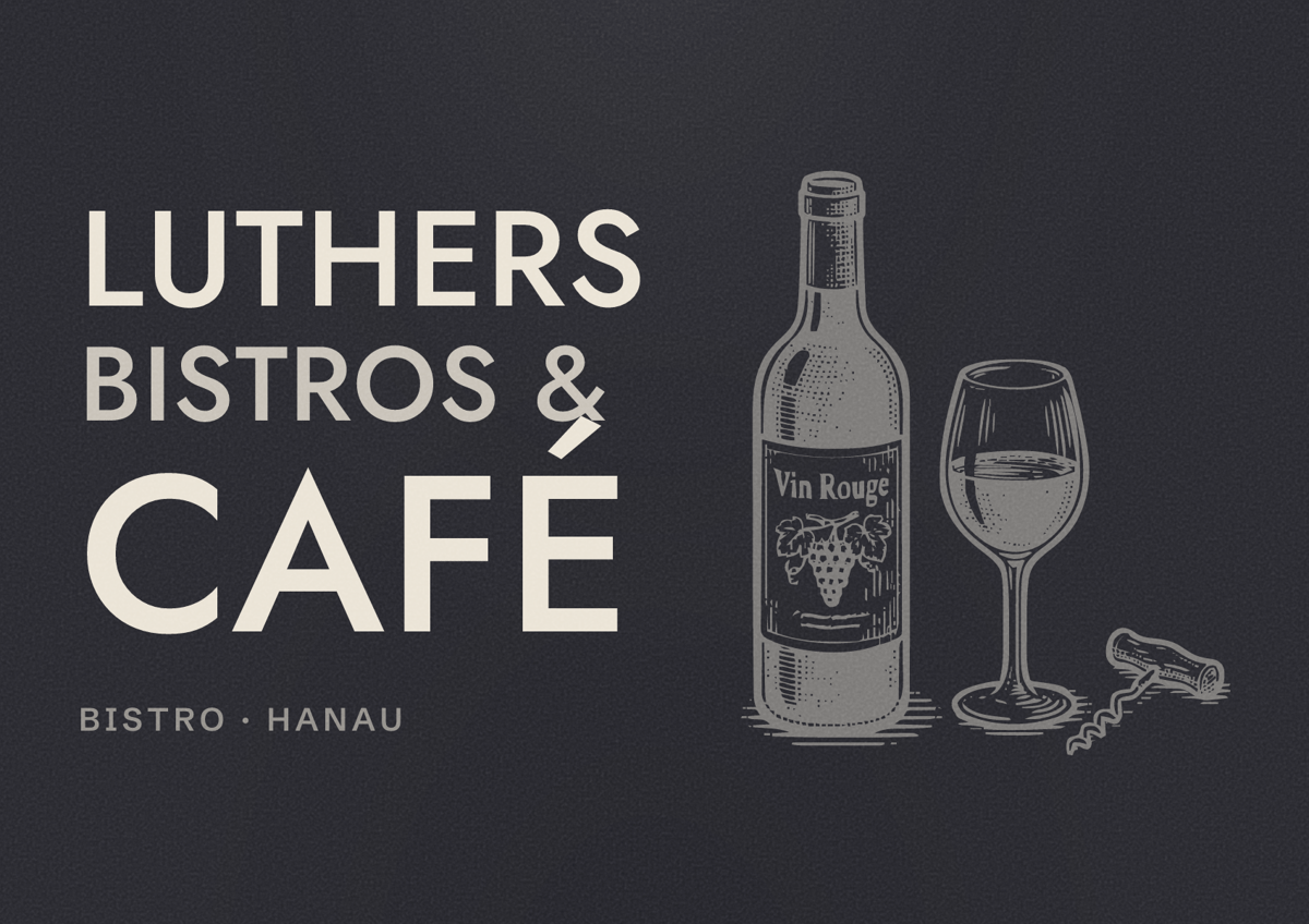Illustriertes Poster von Luthers Bistros & Café, Bistro in Hanau