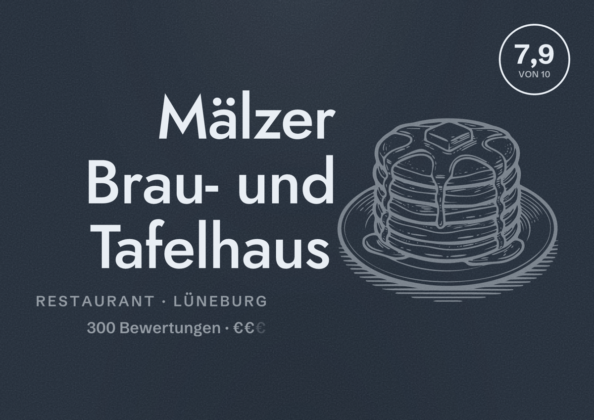 Illustriertes Poster von Mälzer Brau- und Tafelhaus, Restaurant in Lüneburg: Bewertung 7,9 von 10 aus 300 Bewertungen, Preisniveau €€