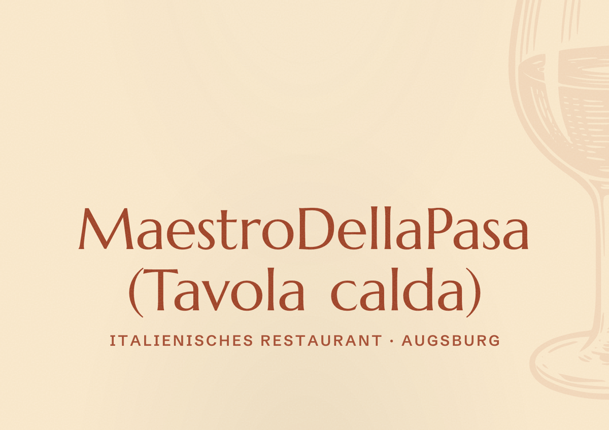Illustriertes Poster von MaestroDellaPasa (Tavola calda), Italienisches Restaurant in Augsburg