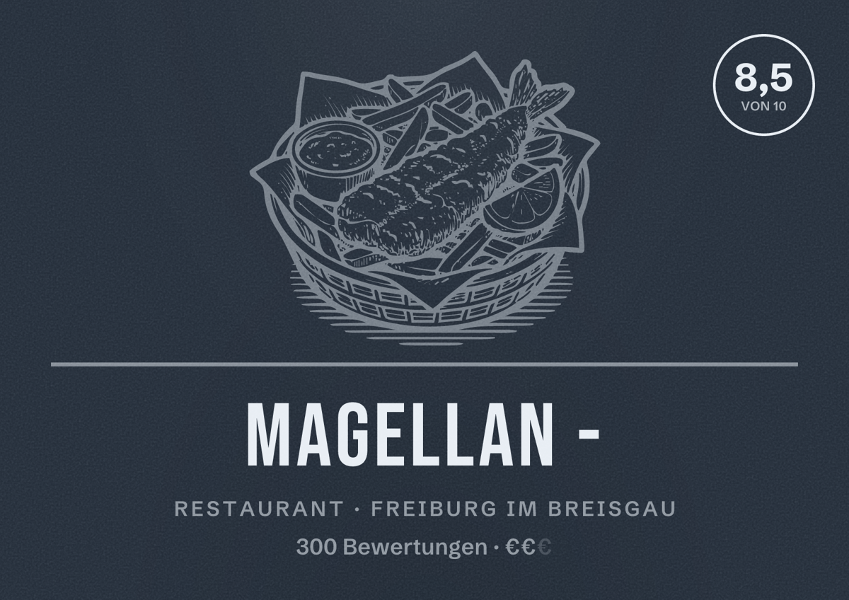 Illustriertes Poster von Magellan -, Restaurant in Freiburg im Breisgau: Bewertung 8,5 von 10 aus 300 Bewertungen, Preisniveau €€