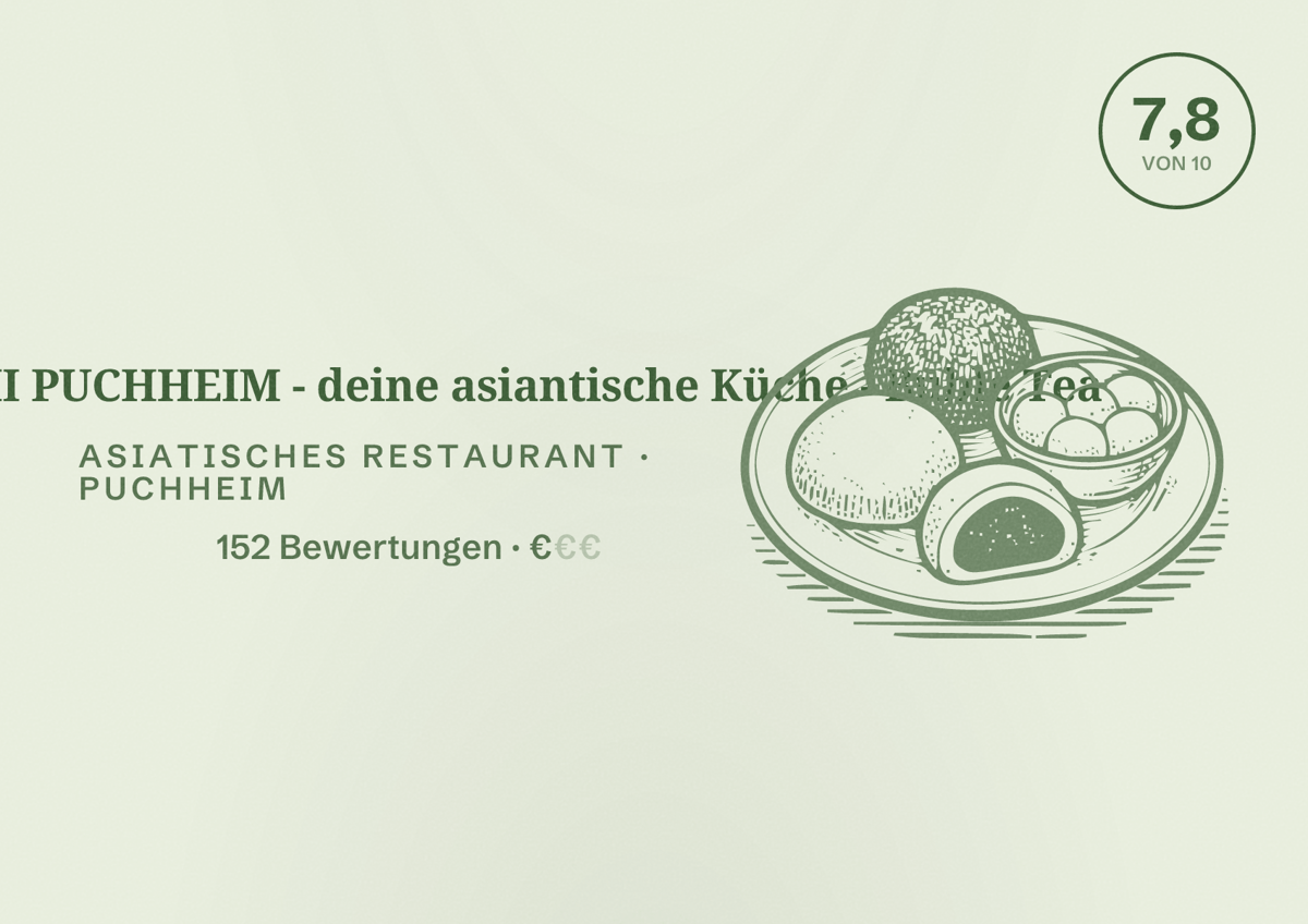 Illustriertes Poster von MAGIC SUSHI PUCHHEIM - deine asiantische Küche - Buble Tea, Asiatisches Restaurant in Puchheim: Bewertung 7,8 von 10 aus 152 Bewertungen, Preisniveau €