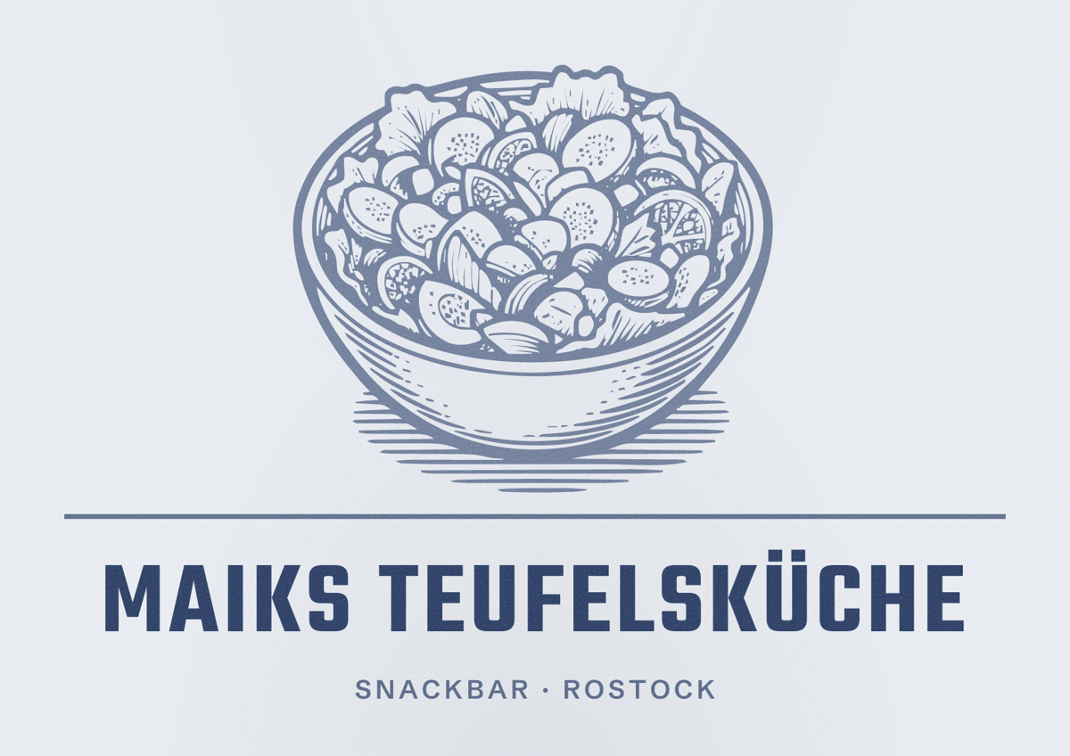 Illustriertes Poster von Maiks Teufelsküche, Snackbar in Rostock