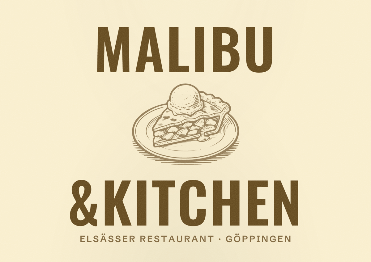 Illustriertes Poster von Malibu &kitchen, Elsässer Restaurant in Göppingen