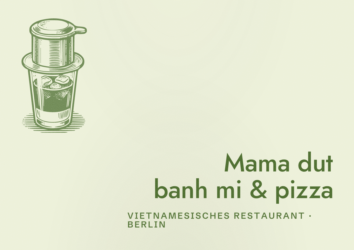 Illustriertes Poster von Mama dut banh mi & pizza, Vietnamesisches Restaurant in Berlin