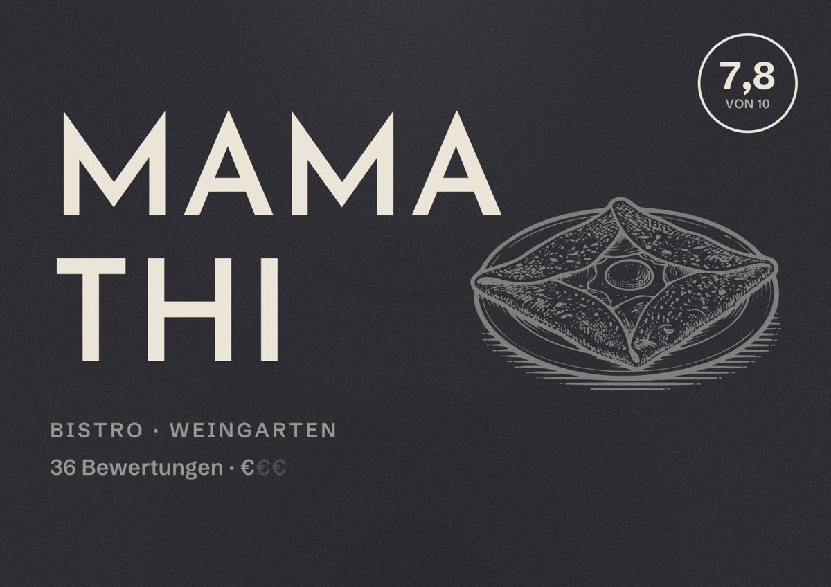 Illustriertes Poster von MAMA THI, Bistro in Weingarten: Bewertung 7,8 von 10 aus 36 Bewertungen, Preisniveau €