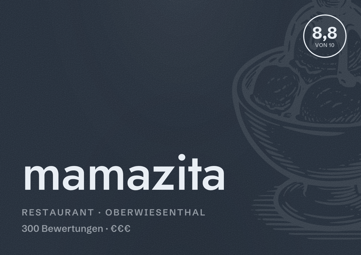 Illustriertes Poster von mamazita, Restaurant in Oberwiesenthal: Bewertung 8,8 von 10 aus 300 Bewertungen, Preisniveau €€€