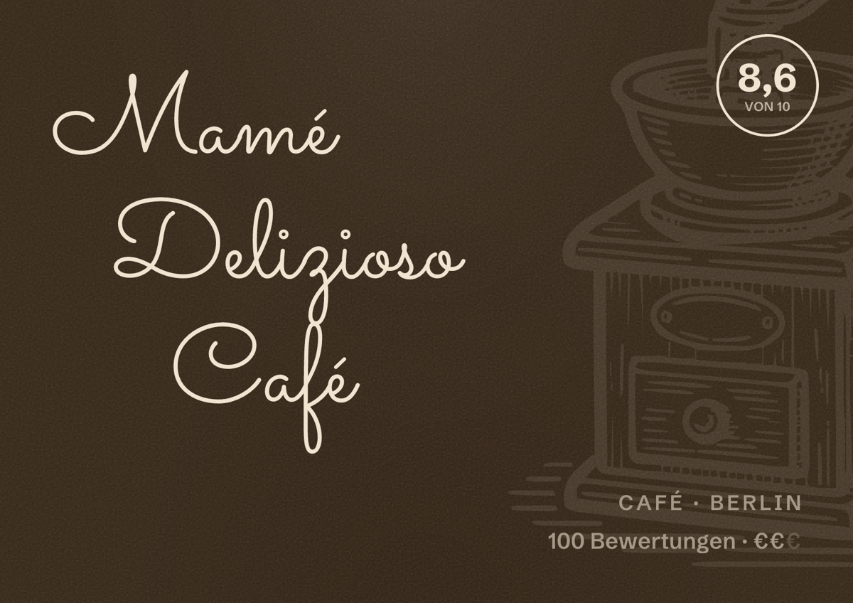 Illustriertes Poster von Mamé Delizioso Café, Café in Berlin: Bewertung 8,6 von 10 aus 100 Bewertungen, Preisniveau €€