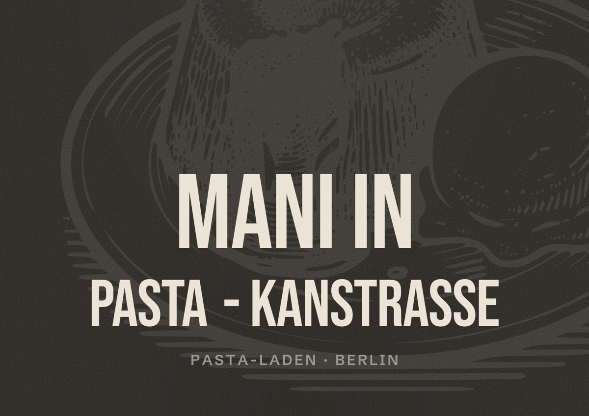 Illustriertes Poster von Mani in Pasta - Kanstrasse, Pasta-Laden in Berlin
