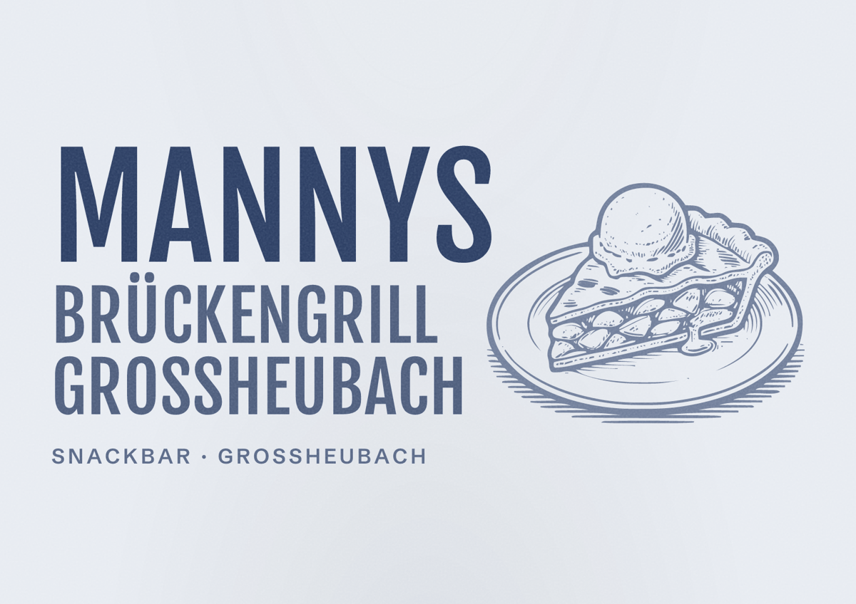 Illustriertes Poster von Mannys Brückengrill Grossheubach, Snackbar in Großheubach