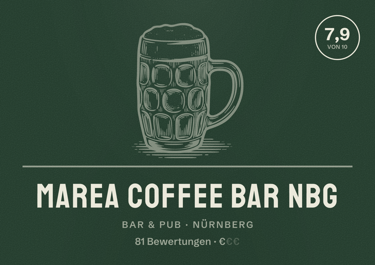 Illustriertes Poster von Marea Coffee Bar Nbg, Bar & Pub in Nürnberg: Bewertung 7,9 von 10 aus 81 Bewertungen, Preisniveau €