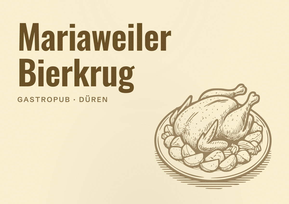 Illustriertes Poster von Mariaweiler Bierkrug, Gastropub in Düren