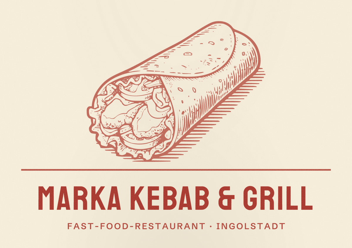 Illustriertes Poster von Marka Kebab & Grill, Fast-Food-Restaurant in Ingolstadt