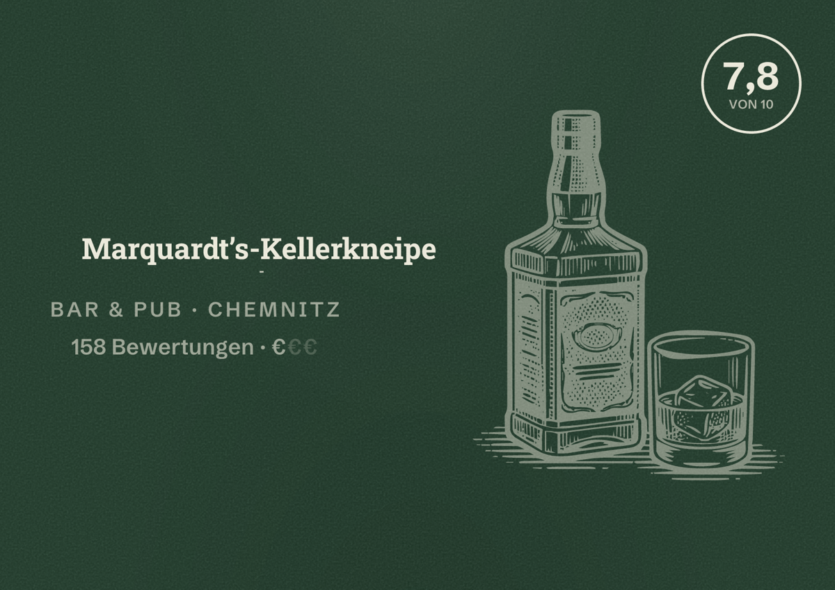 Illustriertes Poster von Marquardt’s-Kellerkneipe -, Bar & Pub in Chemnitz: Bewertung 7,8 von 10 aus 158 Bewertungen, Preisniveau €