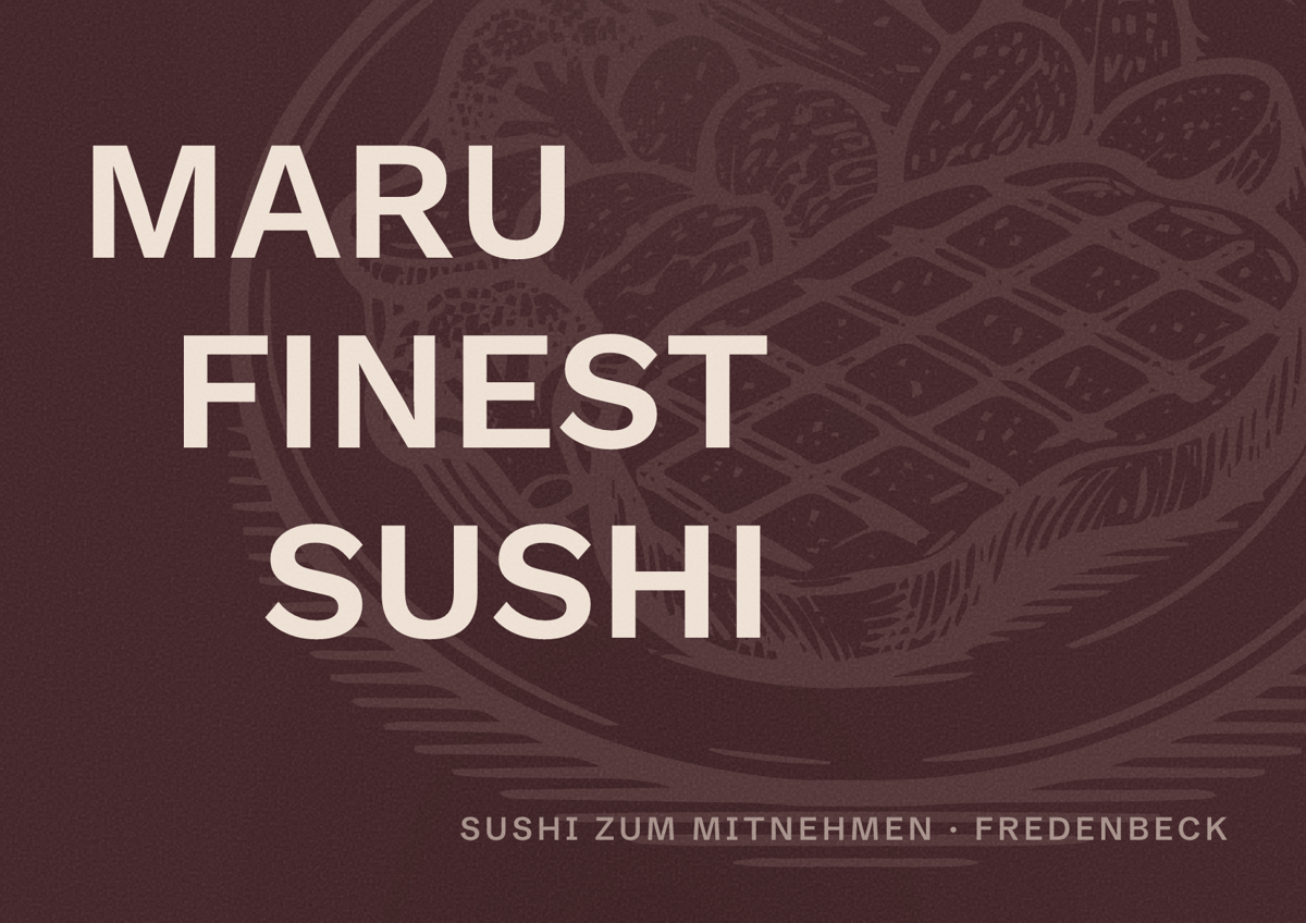 Illustriertes Poster von MARU FINEST SUSHI, Sushi zum Mitnehmen in Fredenbeck
