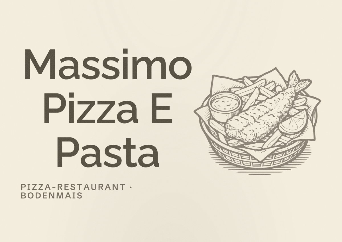 Illustriertes Poster von Massimo Pizza E Pasta, Pizza-Restaurant in Bodenmais