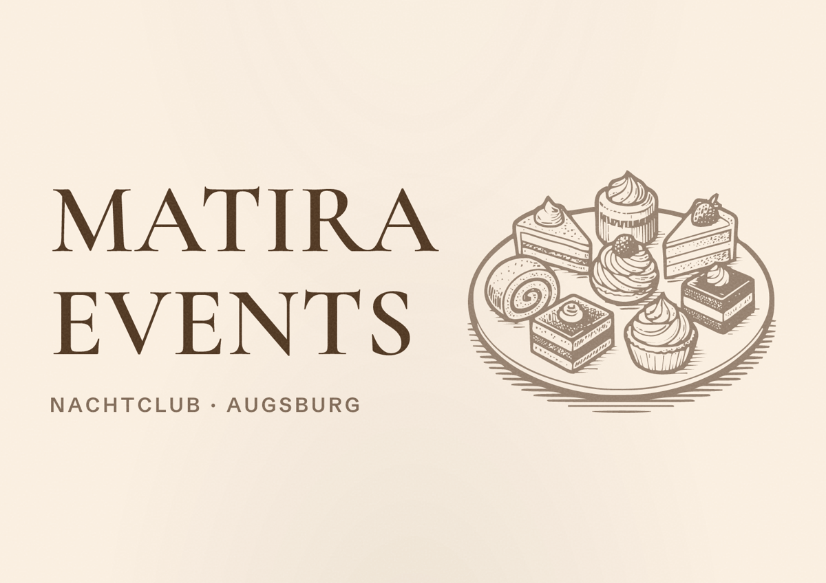 Illustriertes Poster von Matira Events, Nachtclub in Augsburg