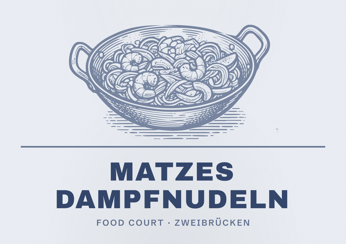 Illustriertes Poster von Matzes Dampfnudeln, Food Court in Zweibrücken