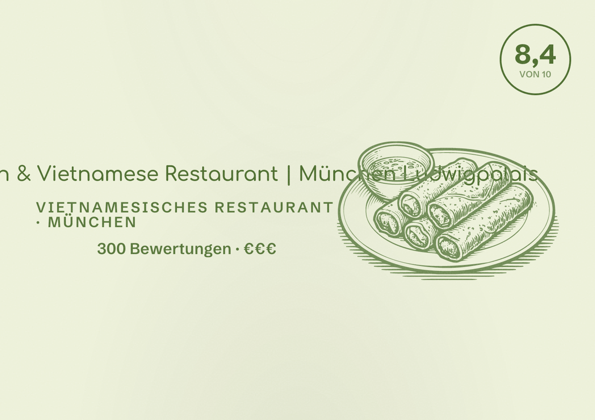 Illustriertes Poster von MAUI - Hawasian & Vietnamese Restaurant | München Ludwigpalais, Vietnamesisches Restaurant in München: Bewertung 8,4 von 10 aus 300 Bewertungen, Preisniveau €€€