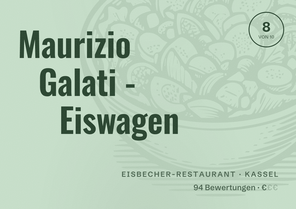 Illustriertes Poster von Maurizio Galati - Eiswagen, Eisbecher-Restaurant in Kassel: Bewertung 8 von 10 aus 94 Bewertungen, Preisniveau €