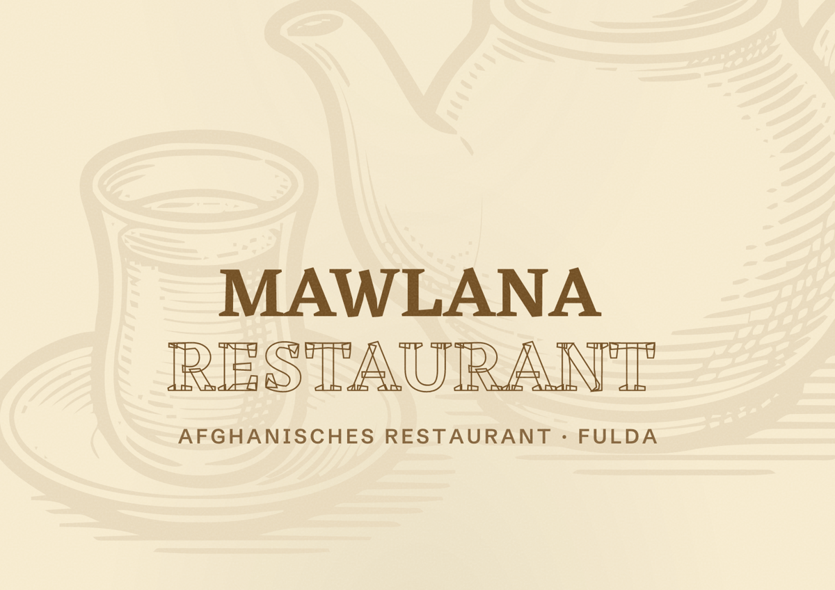 Illustriertes Poster von Mawlana Restaurant, Afghanisches Restaurant in Fulda
