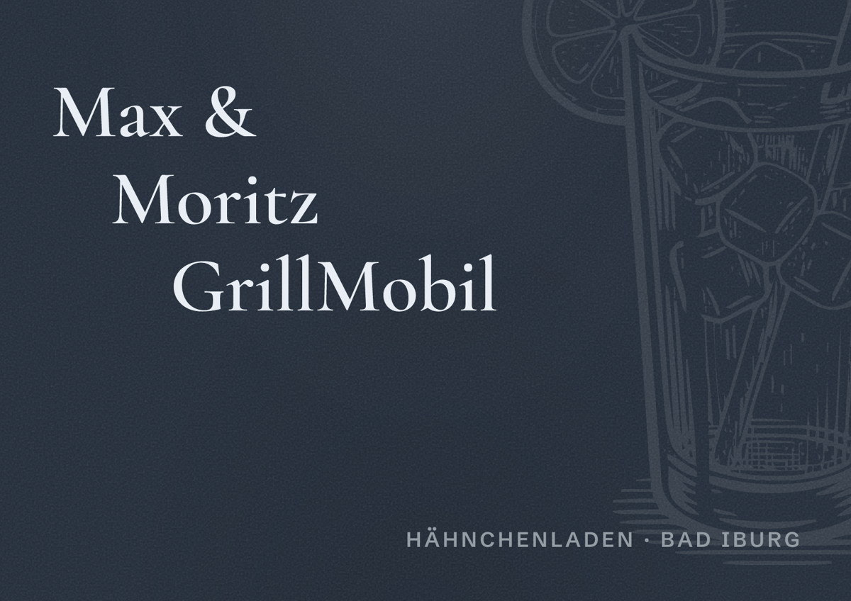 Illustriertes Poster von Max & Moritz GrillMobil, Hähnchenladen in Bad Iburg