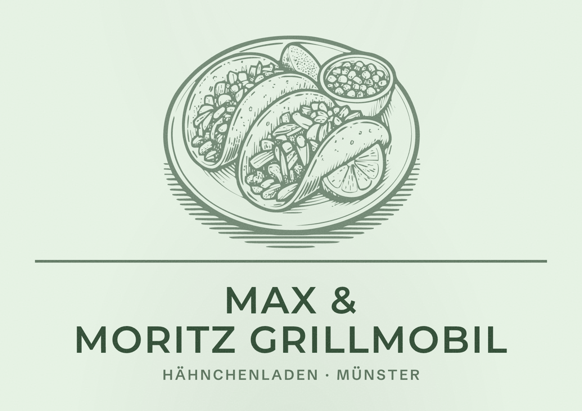 Illustriertes Poster von Max & Moritz GrillMobil, Hähnchenladen in Münster