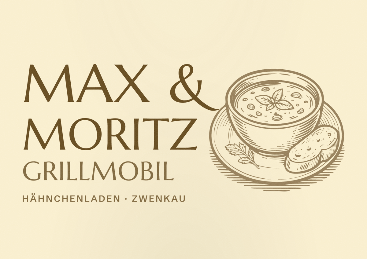 Illustriertes Poster von Max & Moritz GrillMobil, Hähnchenladen in Zwenkau