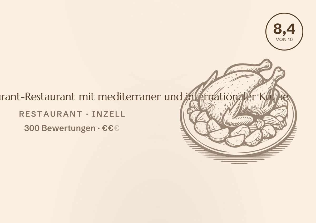 Illustriertes Poster von Maximilian's Restaurant-Restaurant mit mediterraner und internationaler Küche, Restaurant in Inzell: Bewertung 8,4 von 10 aus 300 Bewertungen, Preisniveau €€
