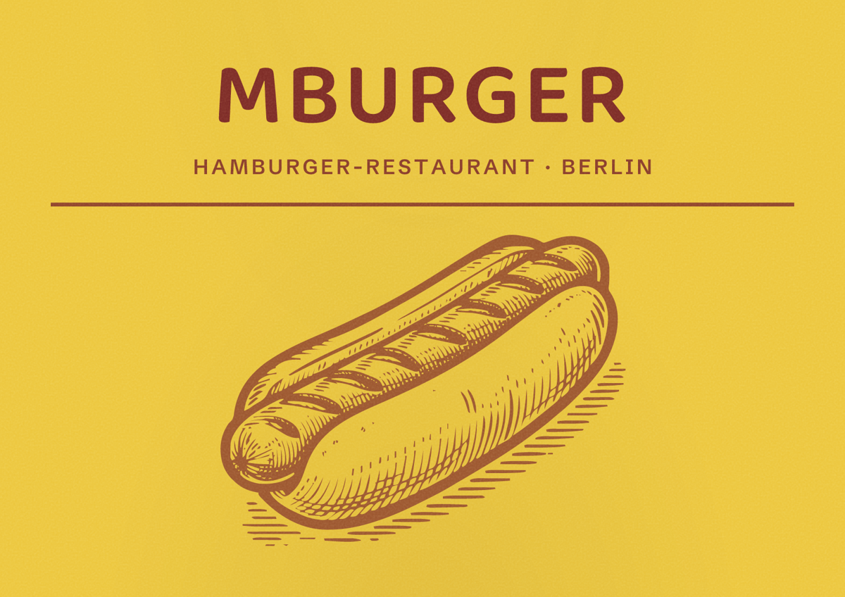 Illustriertes Poster von MBurger, Hamburger-Restaurant in Berlin