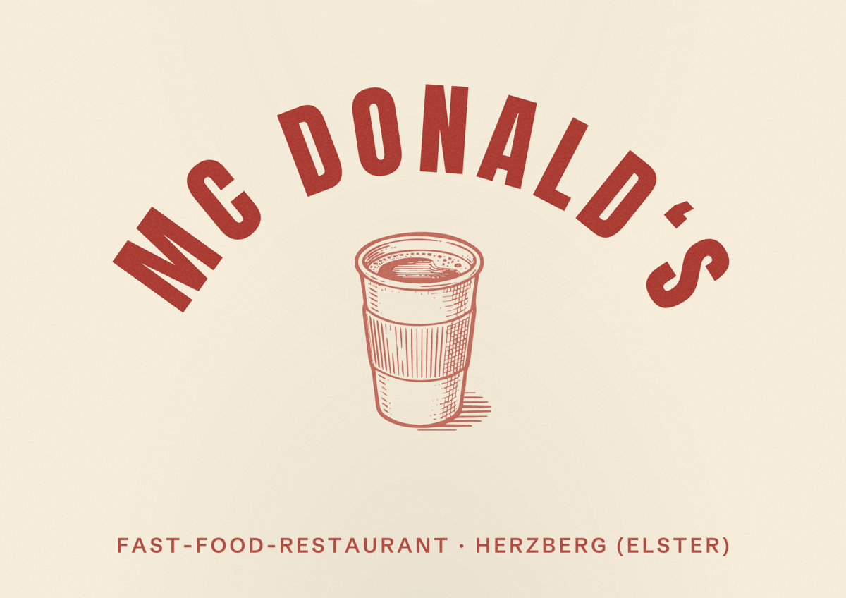Illustriertes Poster von Mc Donald‘s, Fast-Food-Restaurant in Herzberg (Elster)