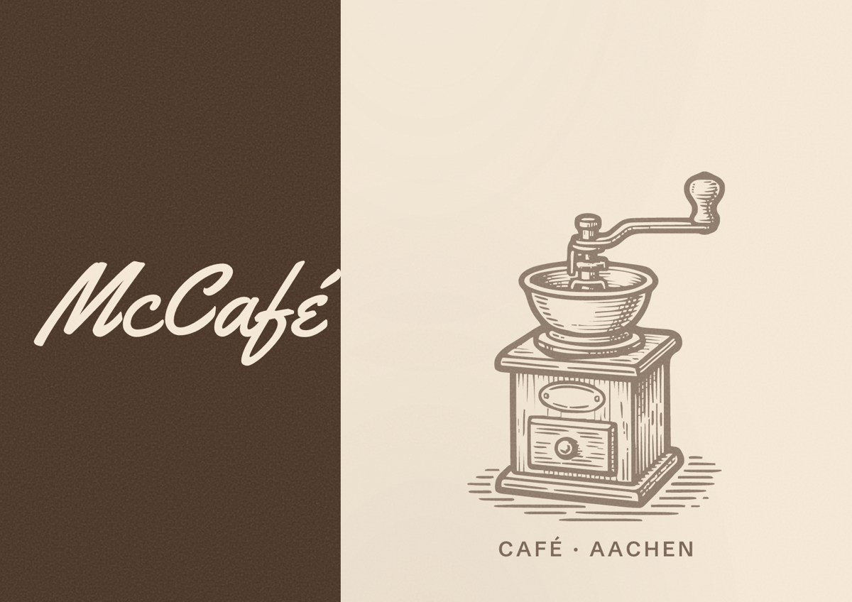 Illustriertes Poster von McCafé, Café in Aachen