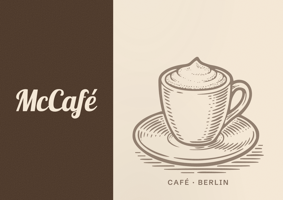 Illustriertes Poster von McCafé, Café in Berlin