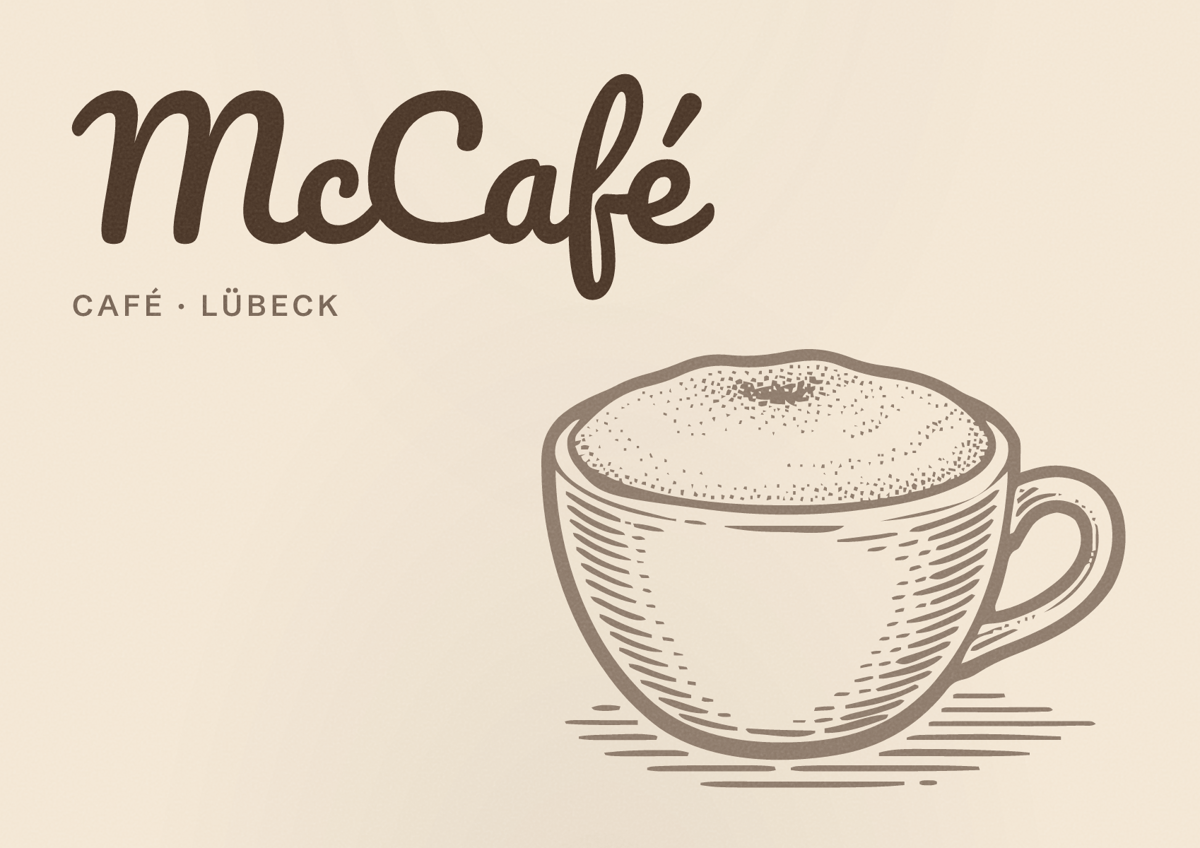 Illustriertes Poster von McCafé, Café in Lübeck