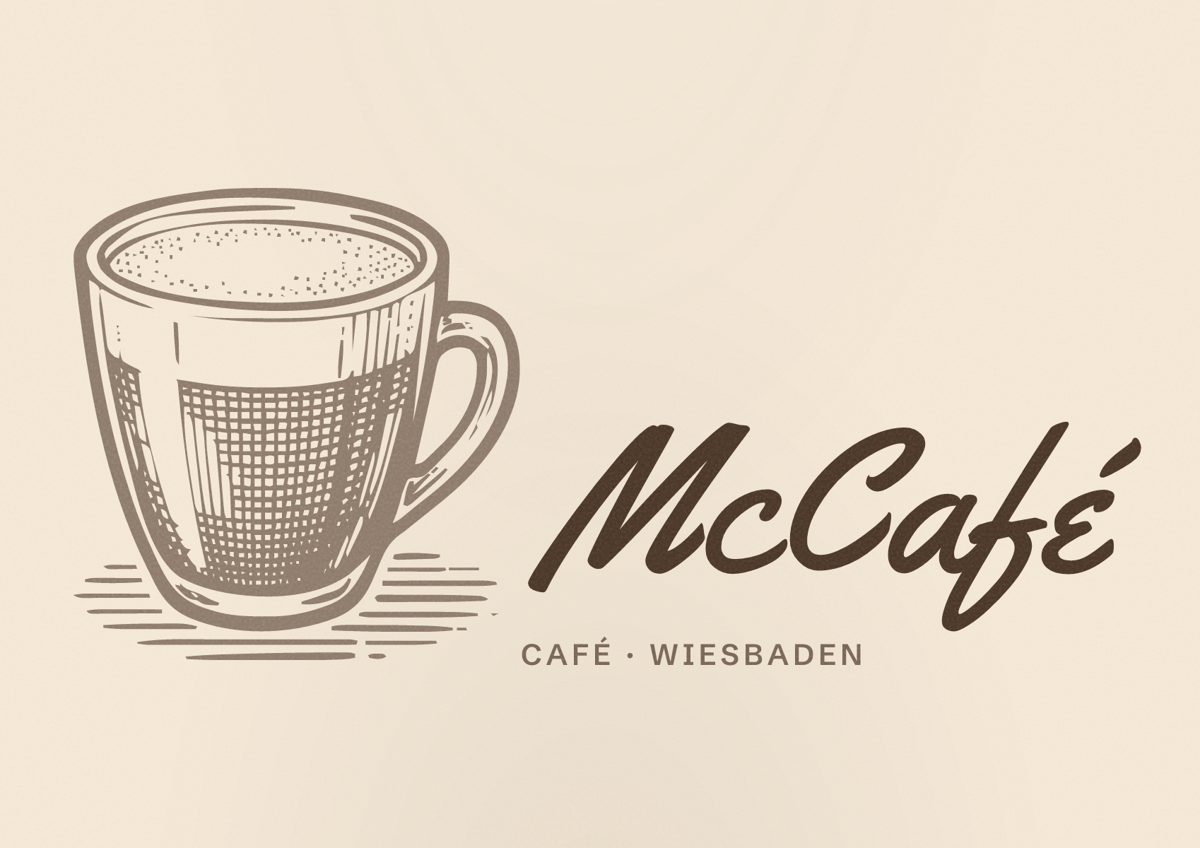 Illustriertes Poster von McCafé, Café in Wiesbaden