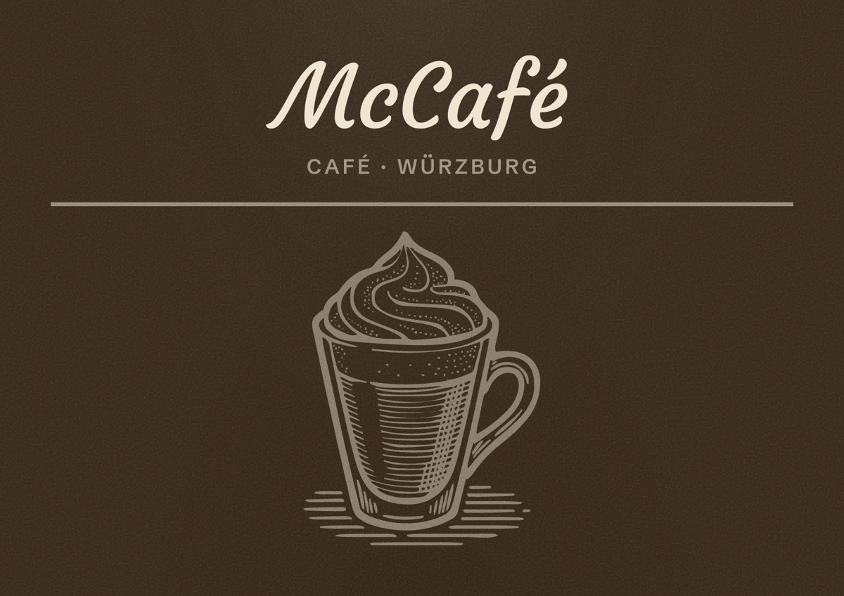 Illustriertes Poster von McCafé, Café in Würzburg