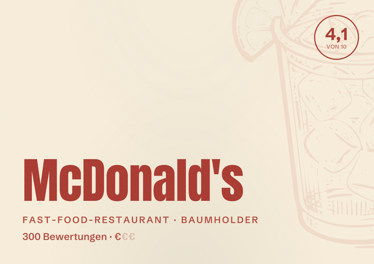 Illustriertes Poster von McDonald's, Fast-Food-Restaurant in Baumholder: Bewertung 4,1 von 10 aus 300 Bewertungen, Preisniveau €