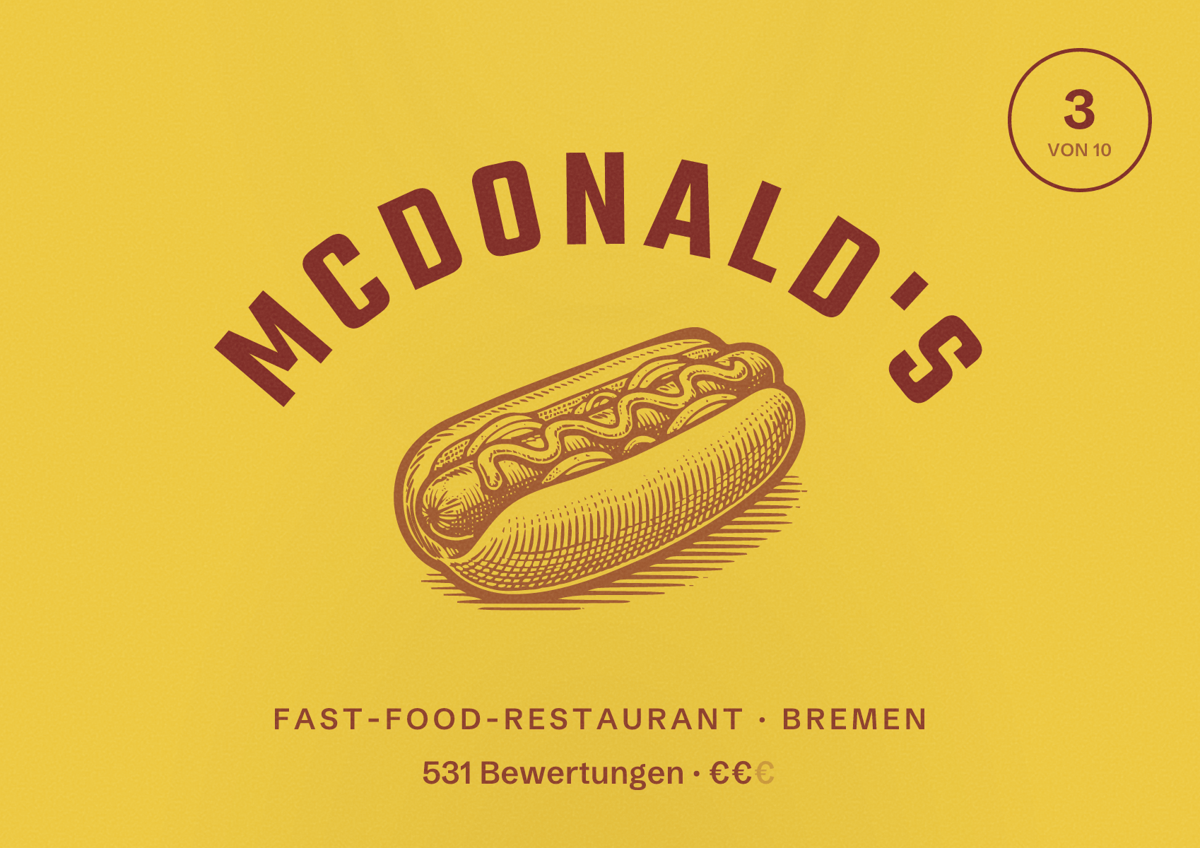 Illustriertes Poster von McDonald's, Fast-Food-Restaurant in Bremen: Bewertung 3 von 10 aus 531 Bewertungen, Preisniveau €€