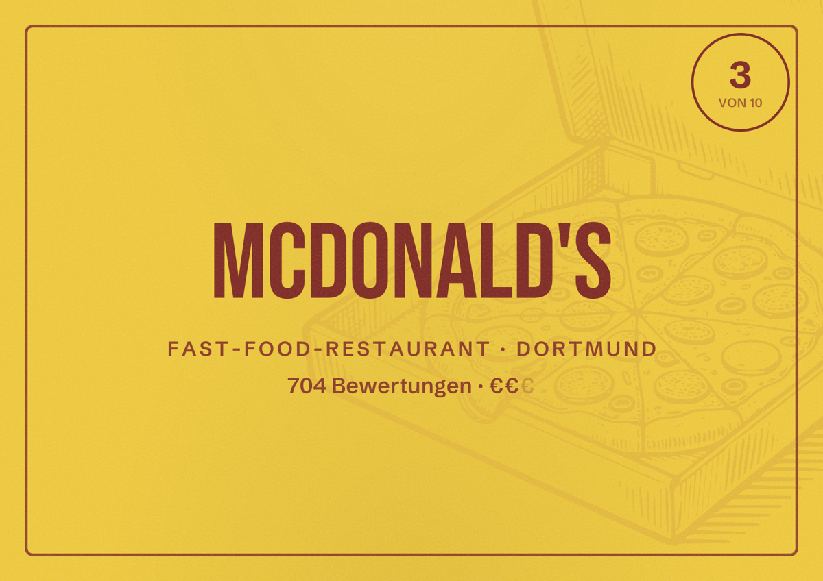 Illustriertes Poster von McDonald's, Fast-Food-Restaurant in Dortmund: Bewertung 3 von 10 aus 704 Bewertungen, Preisniveau €€