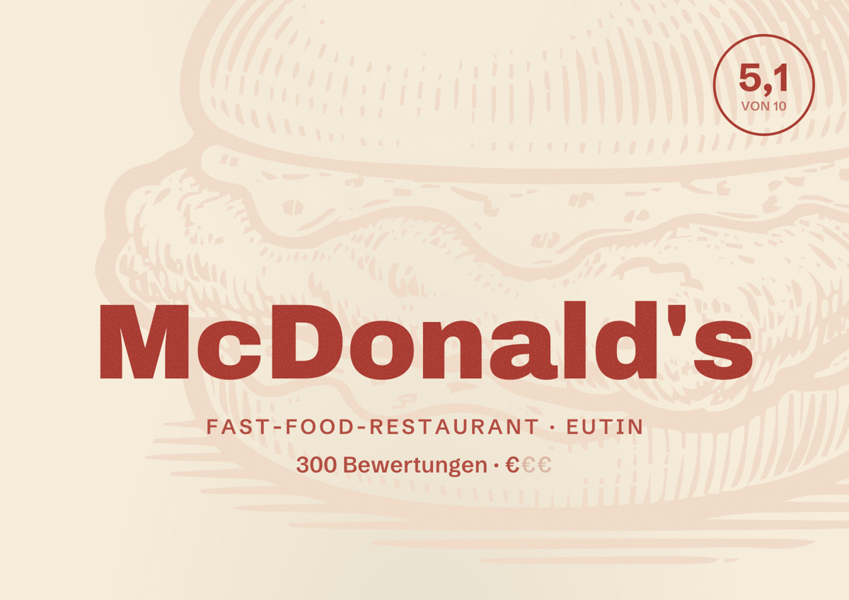 Illustriertes Poster von McDonald's, Fast-Food-Restaurant in Eutin: Bewertung 5,1 von 10 aus 300 Bewertungen, Preisniveau €