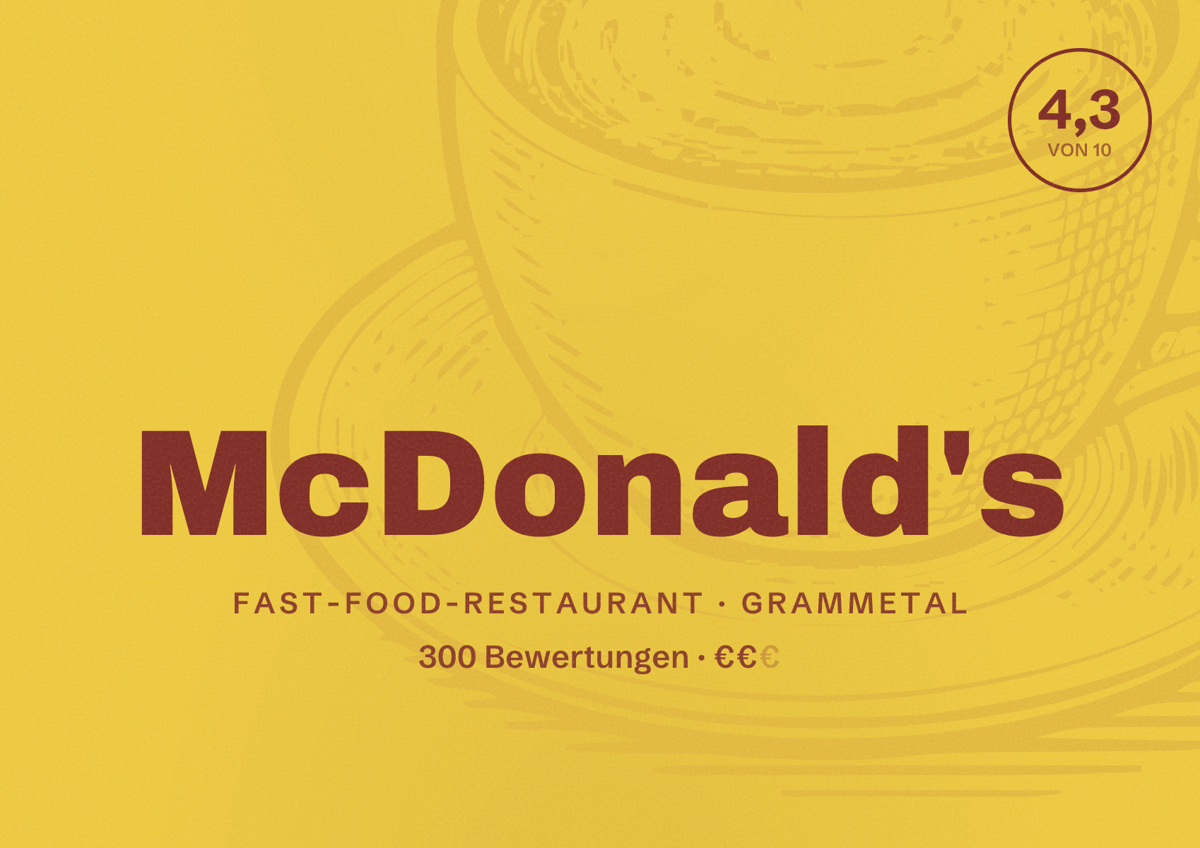 Illustriertes Poster von McDonald's, Fast-Food-Restaurant in Grammetal: Bewertung 4,3 von 10 aus 300 Bewertungen, Preisniveau €€